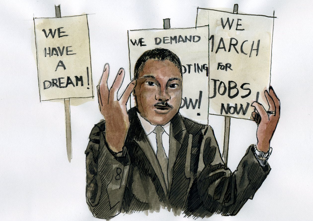 Papaz Martin Luther King'in Portresi (baskı) by Alessandro Lonati