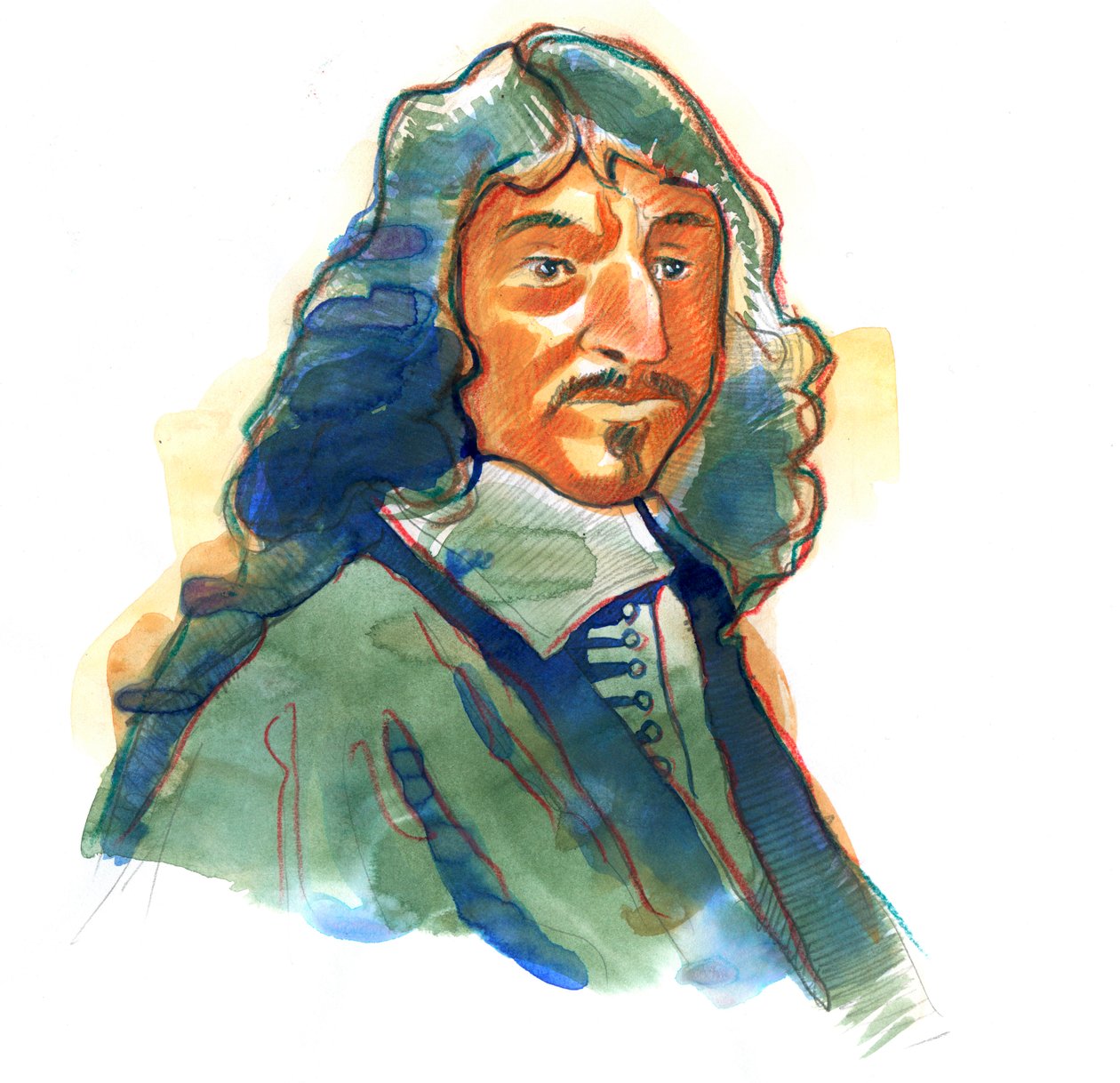 İngiliz filozof ve yazar Rene Descartes'ın (1596-1650) portresi by Alessandro Lonati