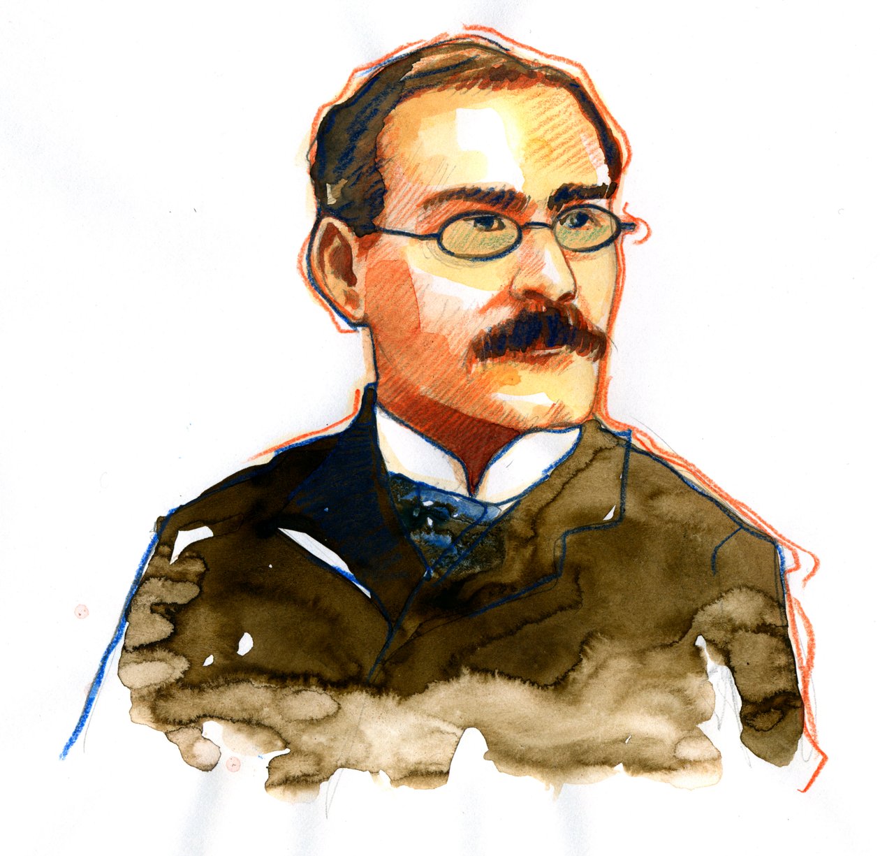 Rudyard Kipling'in Portresi (1865-1936), İngiliz yazar ((Yazar Rudyard Kipling'in Portresi) by Alessandro Lonati