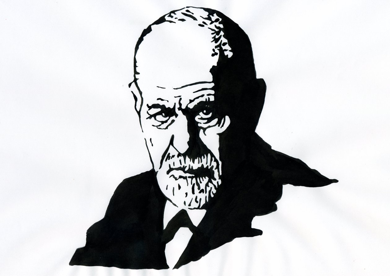 Sigmund Freud'un Portresi (1856-1939), Avusturyalı psikiyatrist (Avusturyalı nörolog ve psikanalizin babası Sigmund Freud'un Portresi) - İllüstrasyon, Alessandro Lonati by Alessandro Lonati