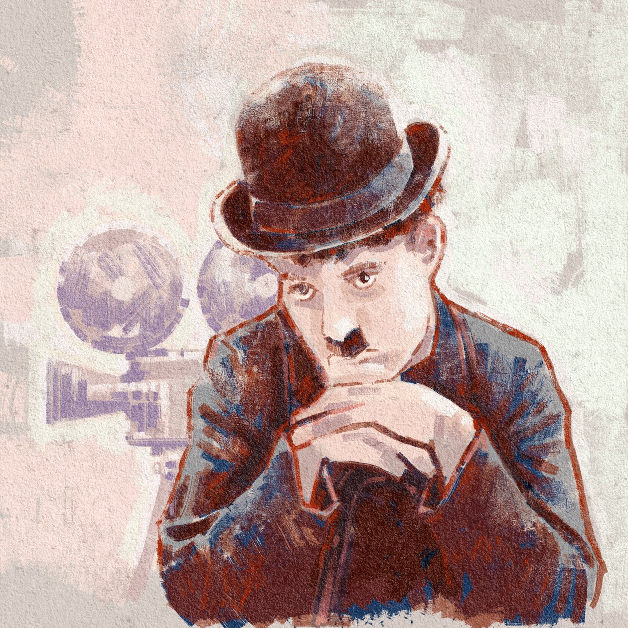 Oyuncu ve yönetmen Charlie Chaplin'in portresi (çizim) by Alessandro Lonati