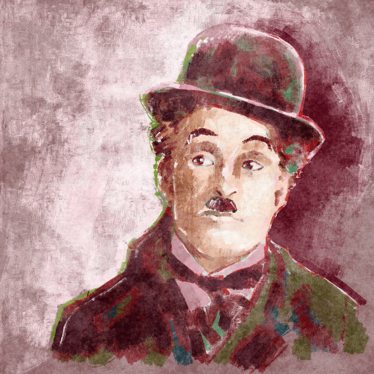 Oyuncu ve yönetmen Charlie Chaplin'in portresi (çizim) by Alessandro Lonati