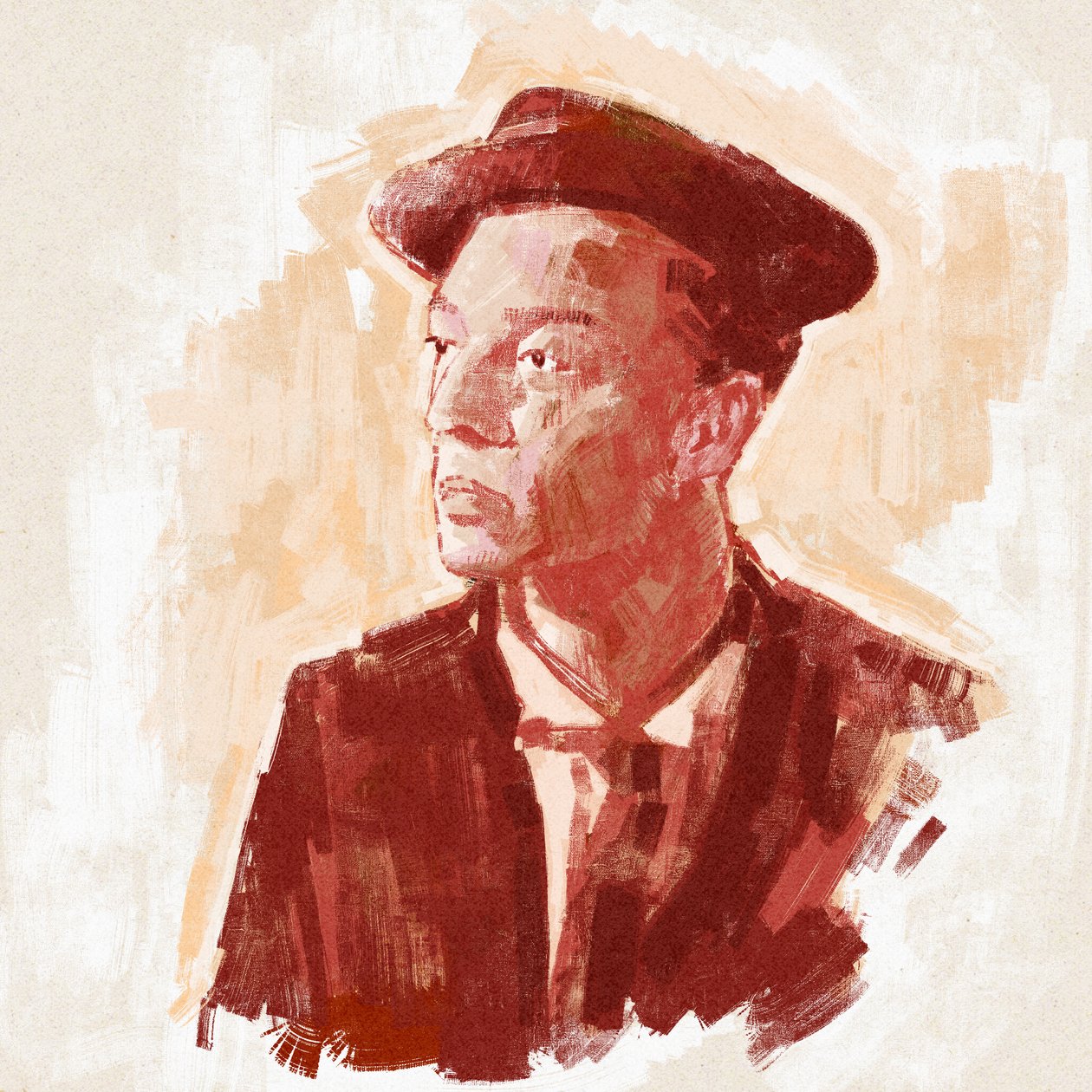 Yönetmen ve oyuncu Buster Keaton'ın portresi (çizim) by Alessandro Lonati
