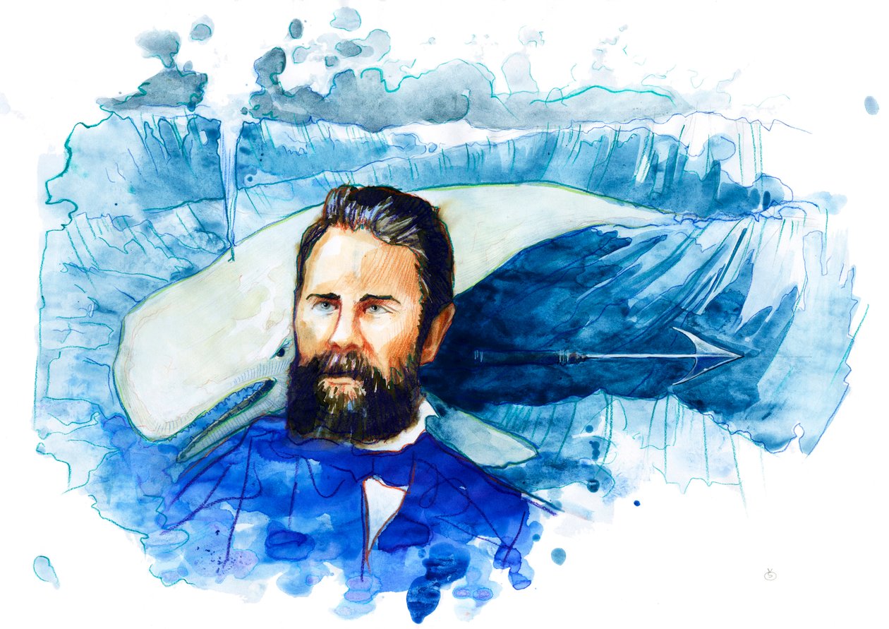 Amerikalı Yazar Herman Melville'in Portresi (1819-1891) (Amerikalı romancı Herman Melville'in Portresi) by Alessandro Lonati