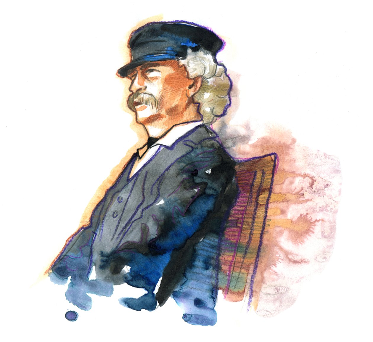 Amerikalı Yazar Mark Twain'in Portresi (1835-1910) by Alessandro Lonati