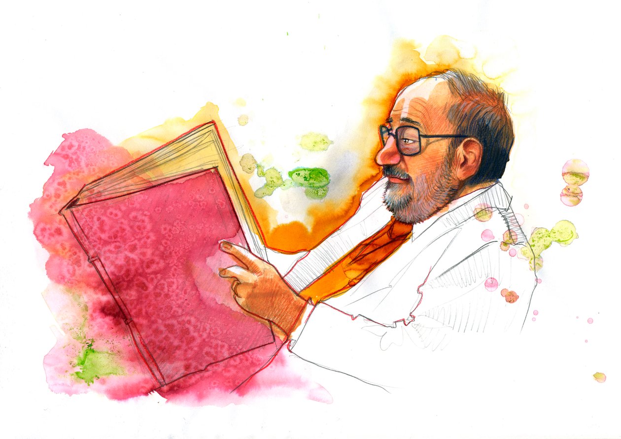 İtalyan entelektüel Umberto Eco'nun portresi (1932-2016) by Alessandro Lonati