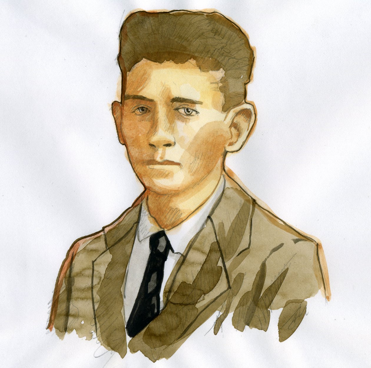 Praglı yazar Franz Kafka'nın Portresi (1883-1924) (Almanca roman yazarı Franz Kafka'nın portresi) by Alessandro Lonati