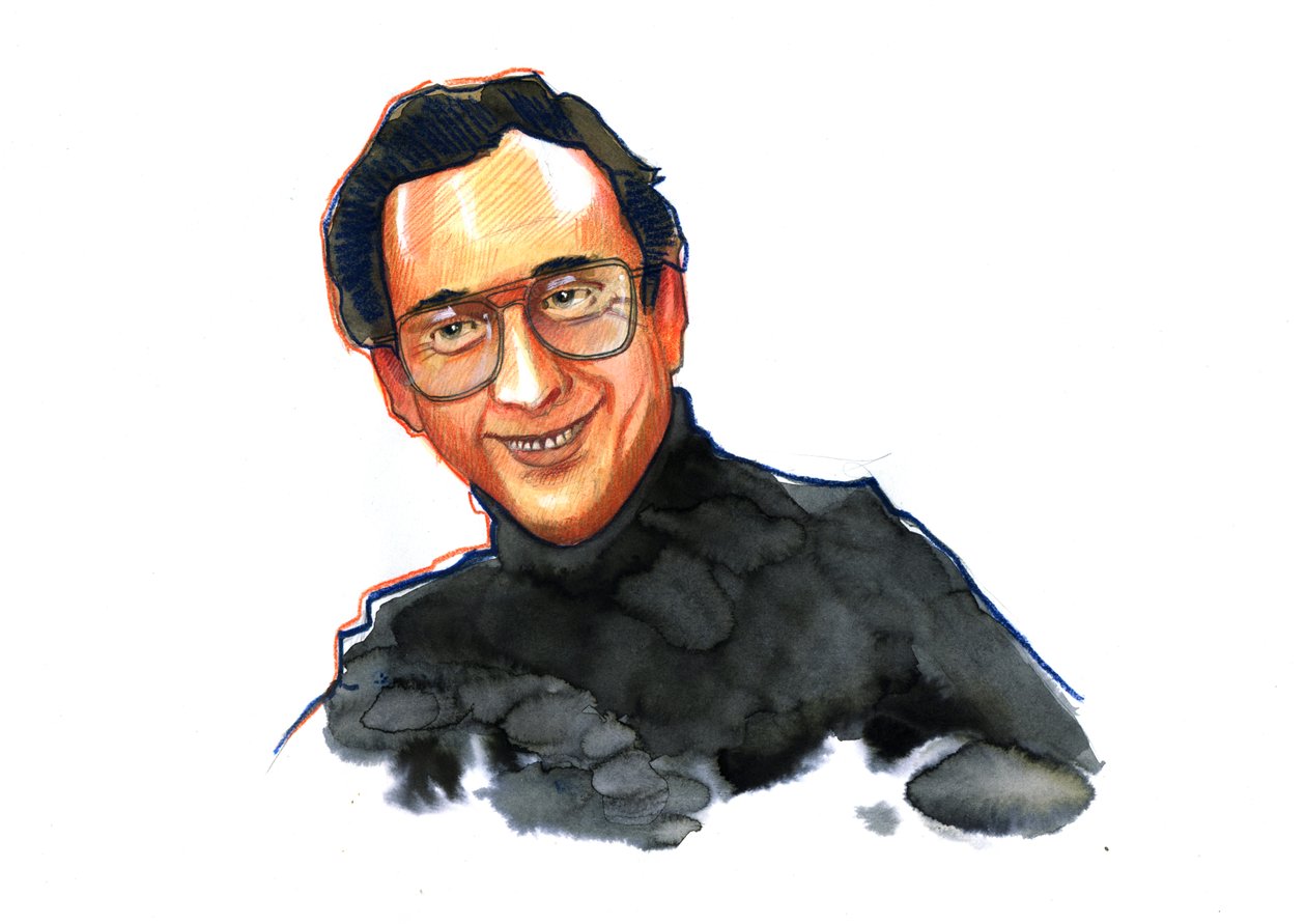 Yazar ve komedyen Harold Pinter'ın portresi (1930-2008) (İngiliz oyun yazarı, senarist, yönetmen ve oyuncu Harold Pinter) Alessandro Lonati'nin çizimi by Alessandro Lonati