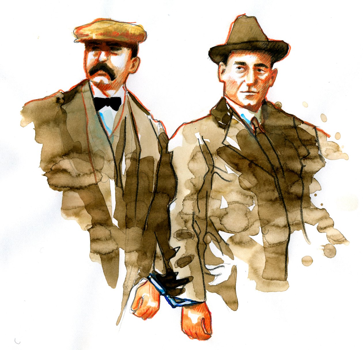 Sacco ve Vanzetti olayı: İtalyan anarşistler Bartolomeo Vanzetti (solda) ve Nicola Zacco'nun portresi - (İtalyan anarşistler Bartolomeo Vanzetti (solda) ve Nicola Sacco'nun portresi) by Alessandro Lonati