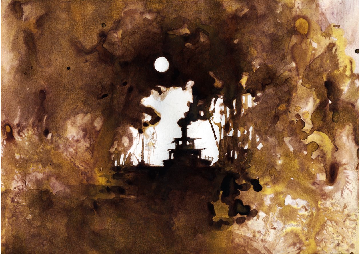 Joseph Conrad'ın yeni “Karanlığın Kalbinde” adlı eserinin Gemi Çizimi. 2012 by Alessandro Lonati