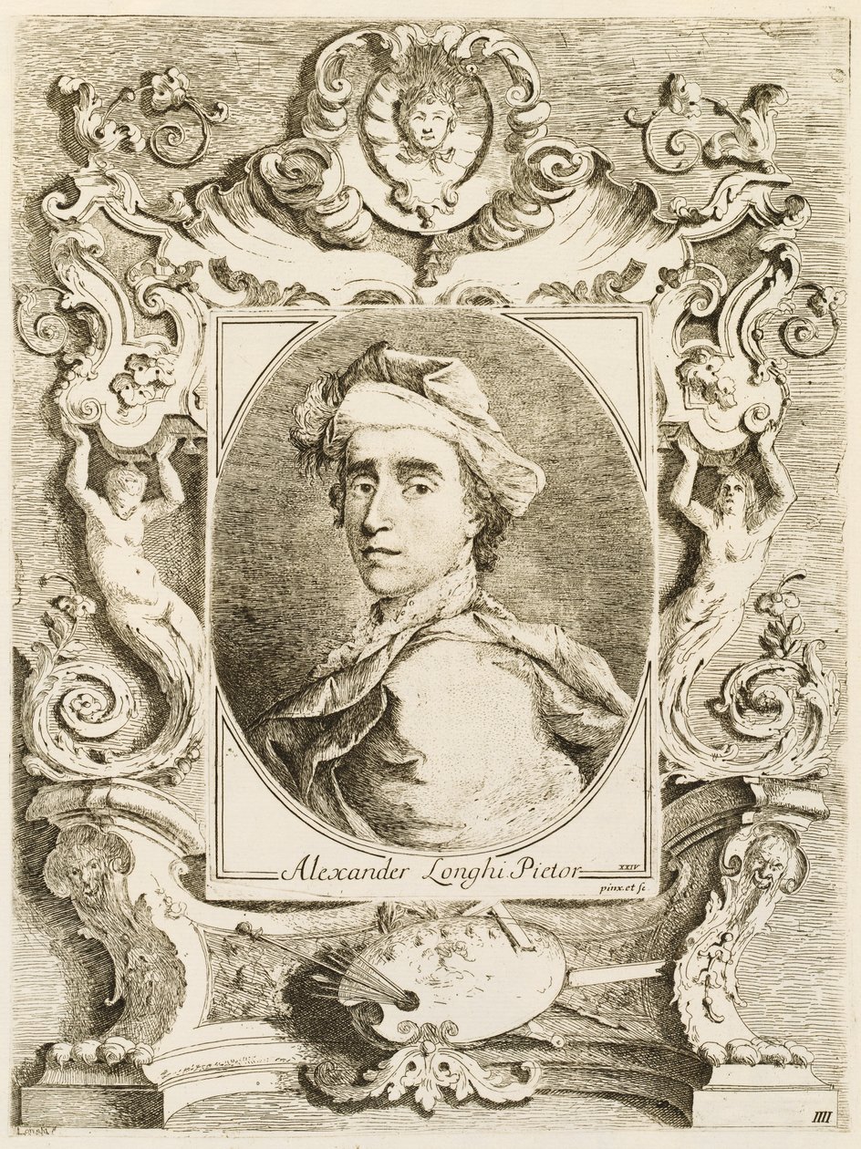 Alessandro Longhi Veneziano tarafından doğal ana hatları çizilen ve oyulmuş portreleriyle, yüzyılın en ünlü tarihi Venedik ressamlarının Hayatlarının Özeti by Alessandro Longhi and Italian 18th Century