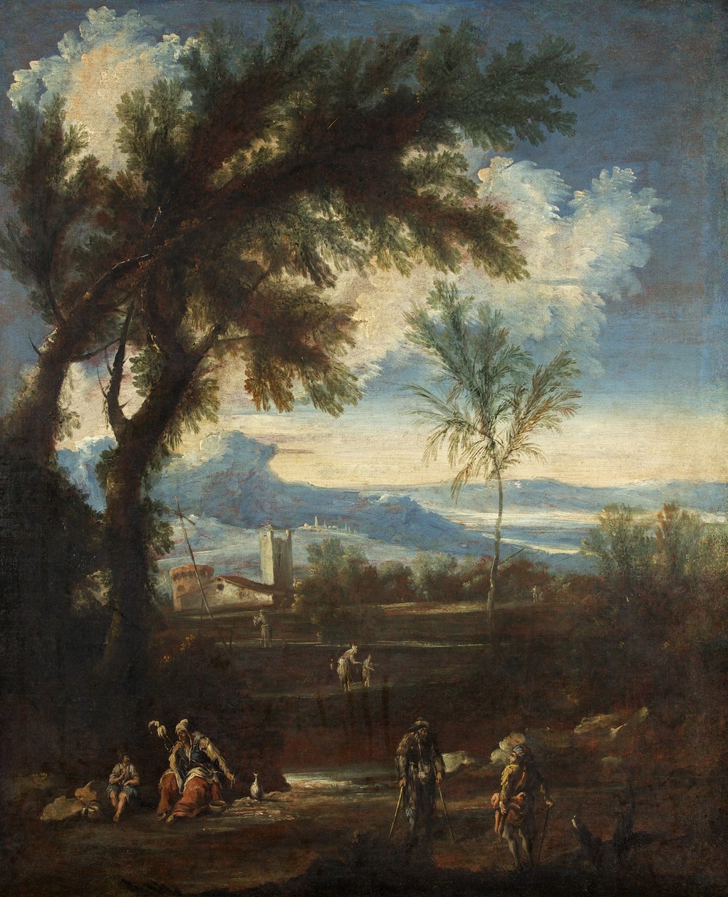 Figürlü manzara, c.1710-40 (tuval üzerine yağlı boya) by Alessandro Magnasco