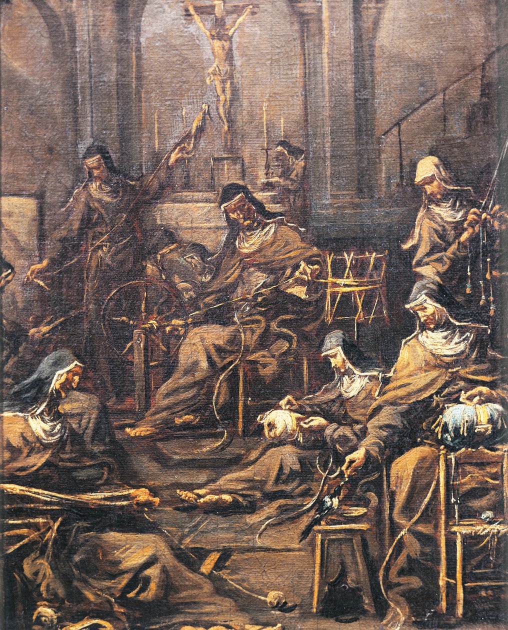Alessandro Magnasco, Lissandrino (1667-1749) olarak bilinen rahibeler eğirme ve nakış by Alessandro Magnasco