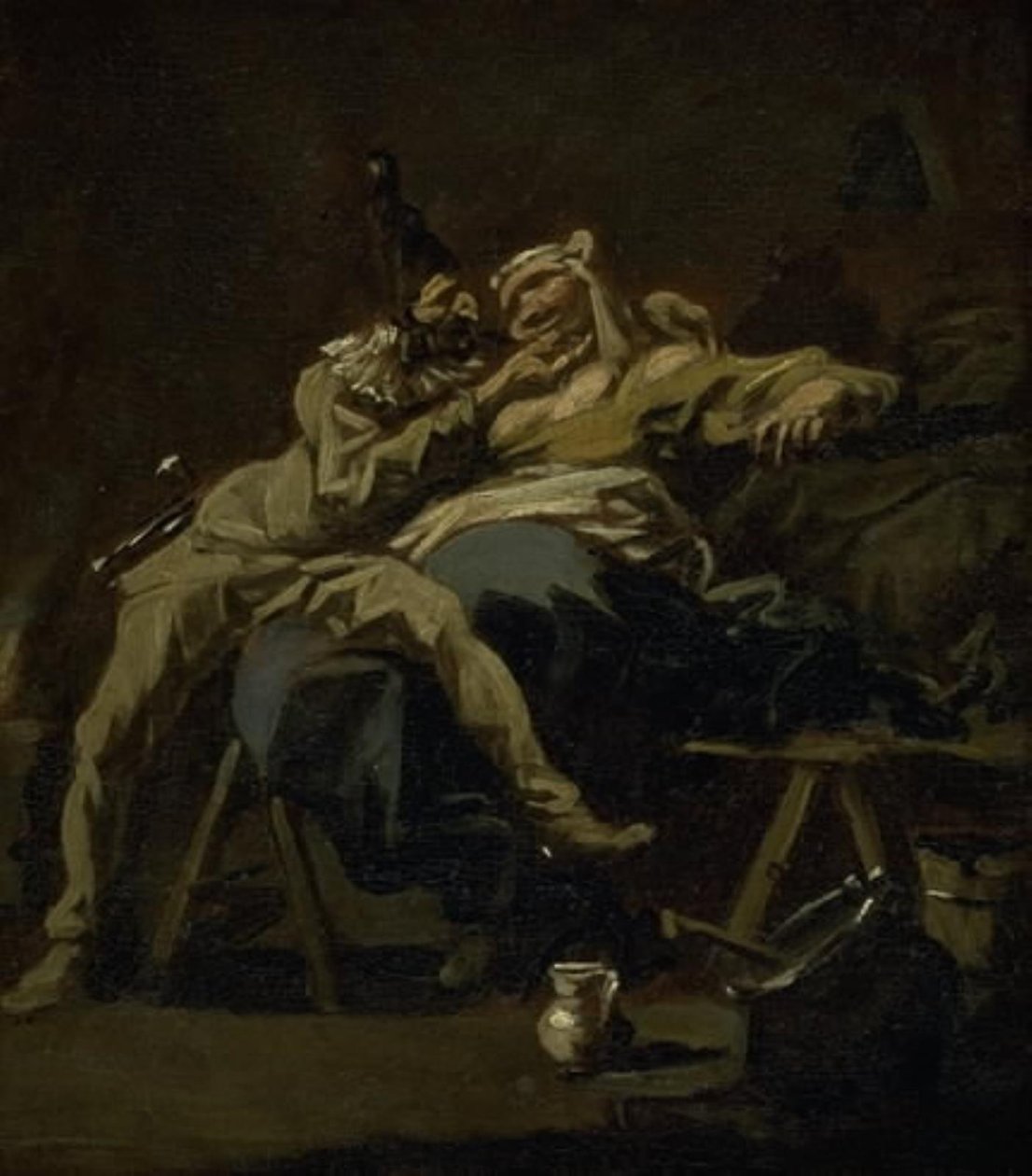Pulcinella ve Colombina by Alessandro Magnasco
