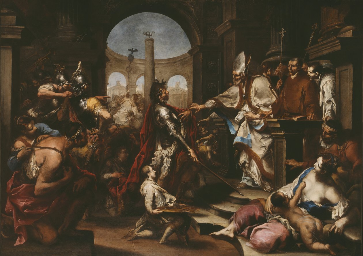Theodosius, Aziz Ambrose tarafından Kiliseden kovuldu, 170010. by Alessandro Magnasco