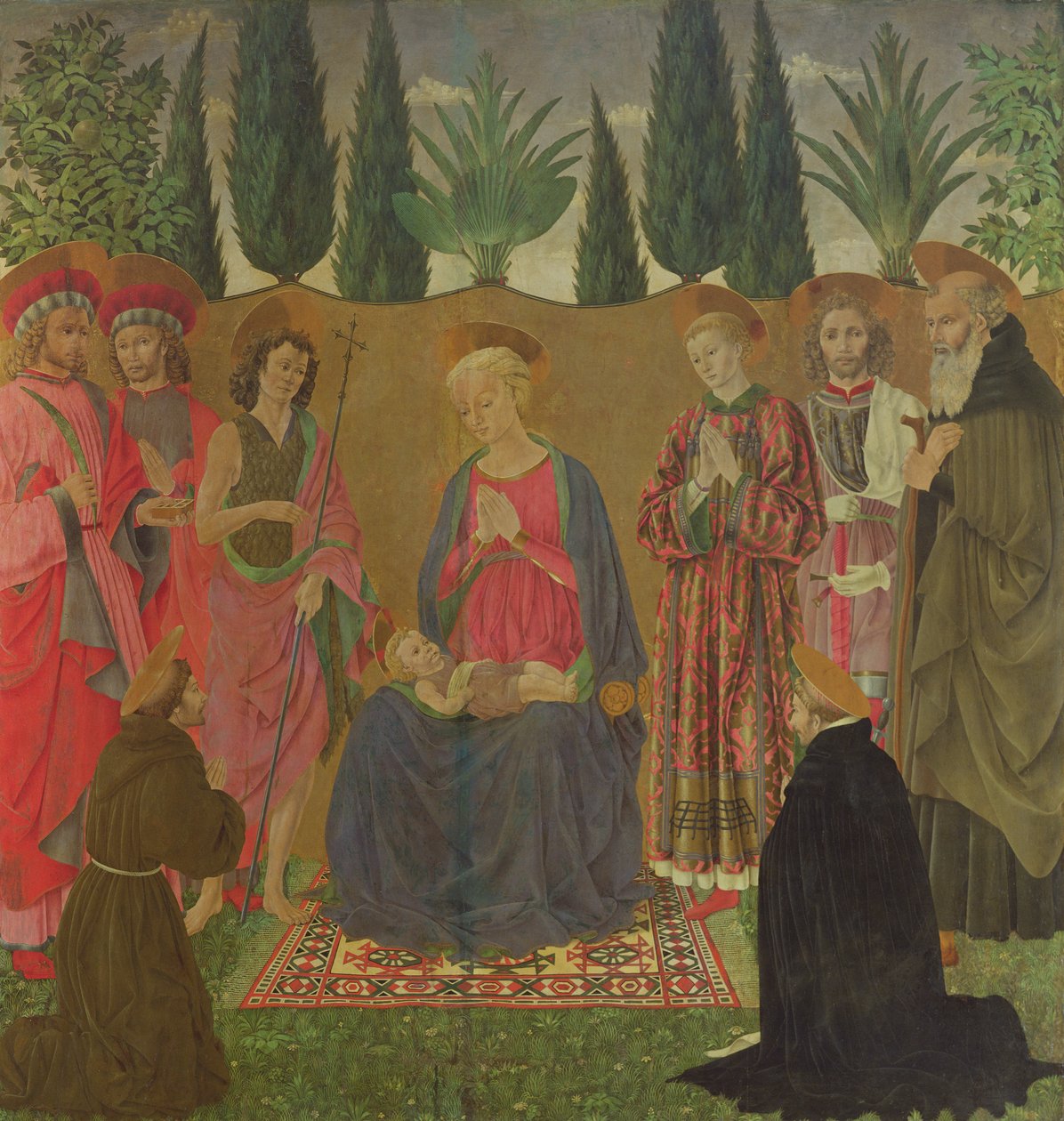 Azizler ile Bakire ve Çocuk, c.1455 (panelde mizaç) by Alessio Baldovinetti