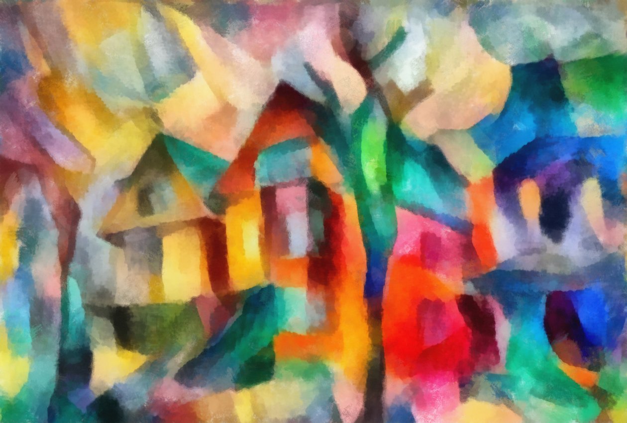 tarlada kırmızı-turuncu evler,2017,urki by Alex Caminker