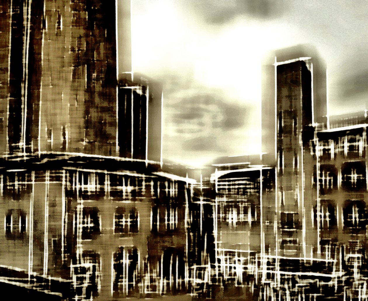 kahverengi fabrika,2019,(karışık ortam) by Alex Caminker