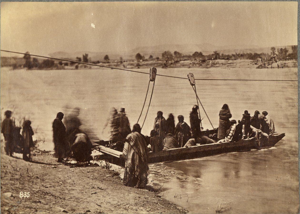 Fort Laramie yakınlarındaki Feribot, Dakota, 1868 (albüm baskısı) by Alexander Gardner