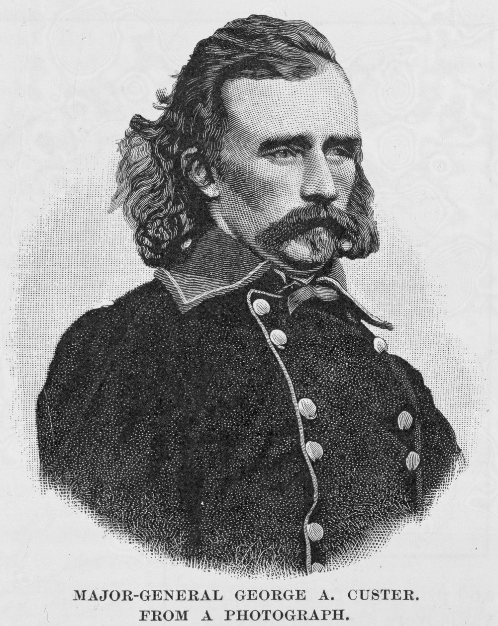 Tümgeneral George Armstrong Custer, bir fotoğraftan oyulmuş, 