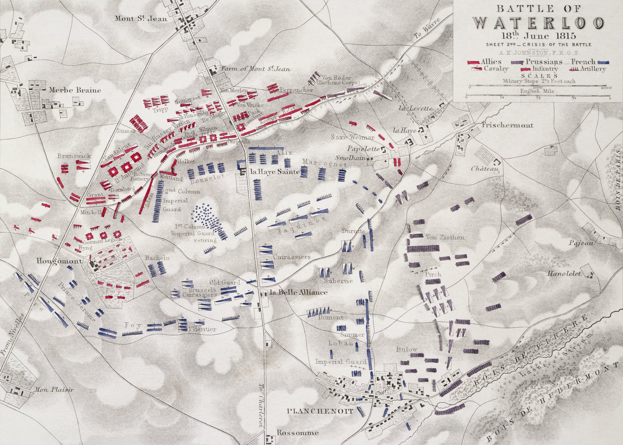 Waterloo Savaşı, 18 Haziran 1815, 2. Sayfa, Savaşın Krizi (ayrıca bkz. 101886) by Alexander Keith Johnston