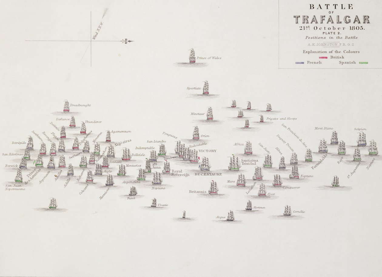 Trafalgar Muharebesi, 21 Ekim 1805, Muharebedeki Mevkiler, 1830