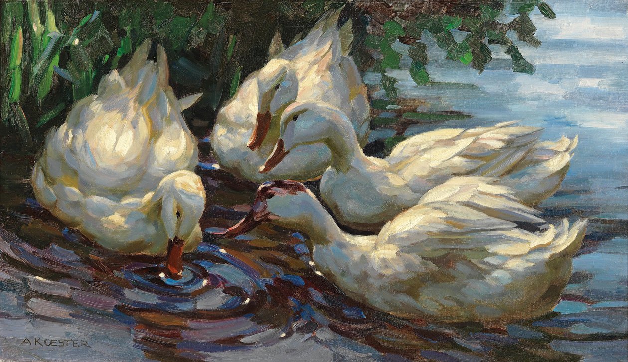 Göletin yanında dört ördek by Alexander Koester