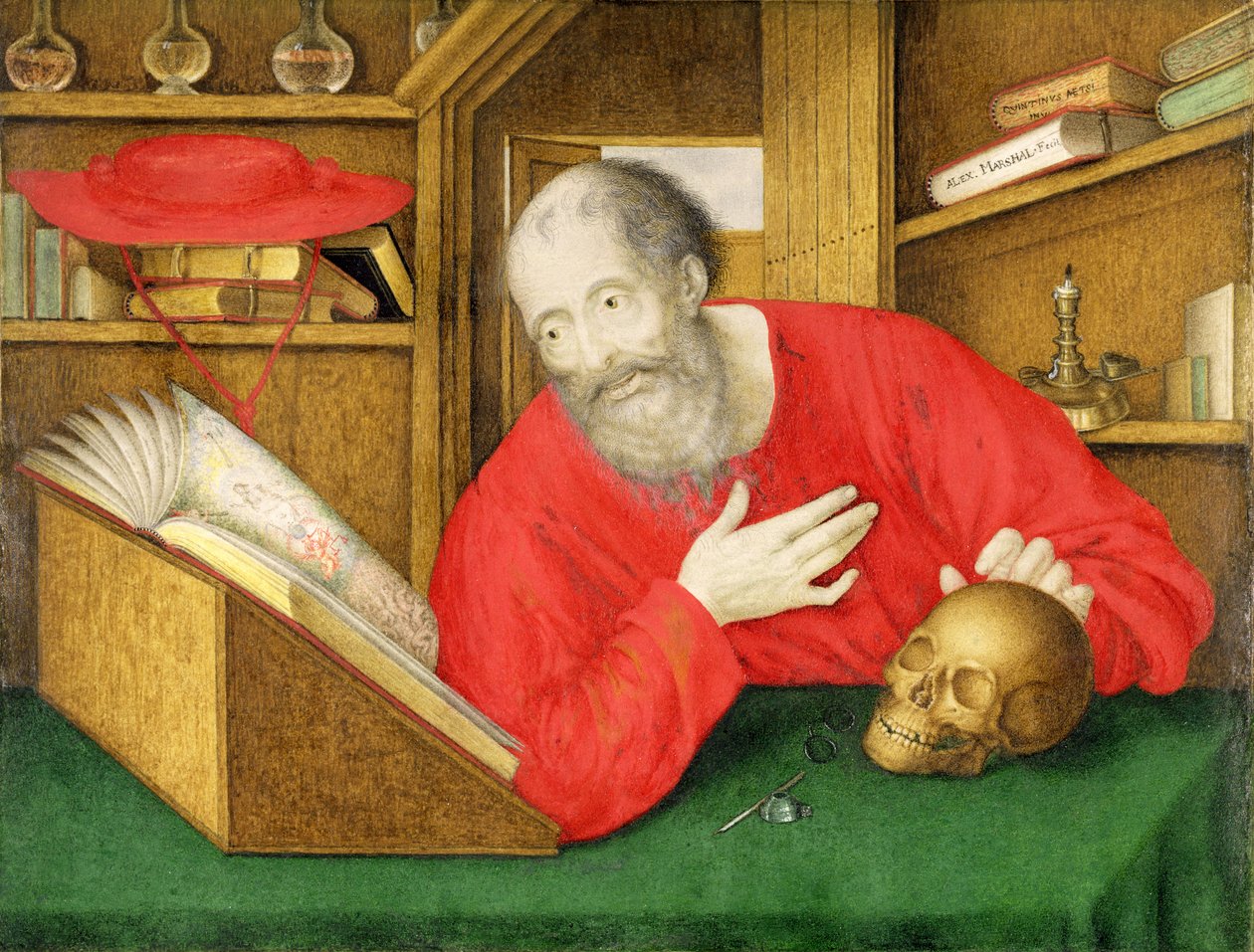 St. Jerome Çalışmasında, 1650 (gövde rengi ve parşömen üzerine tuvalet) by Alexander Marshal
