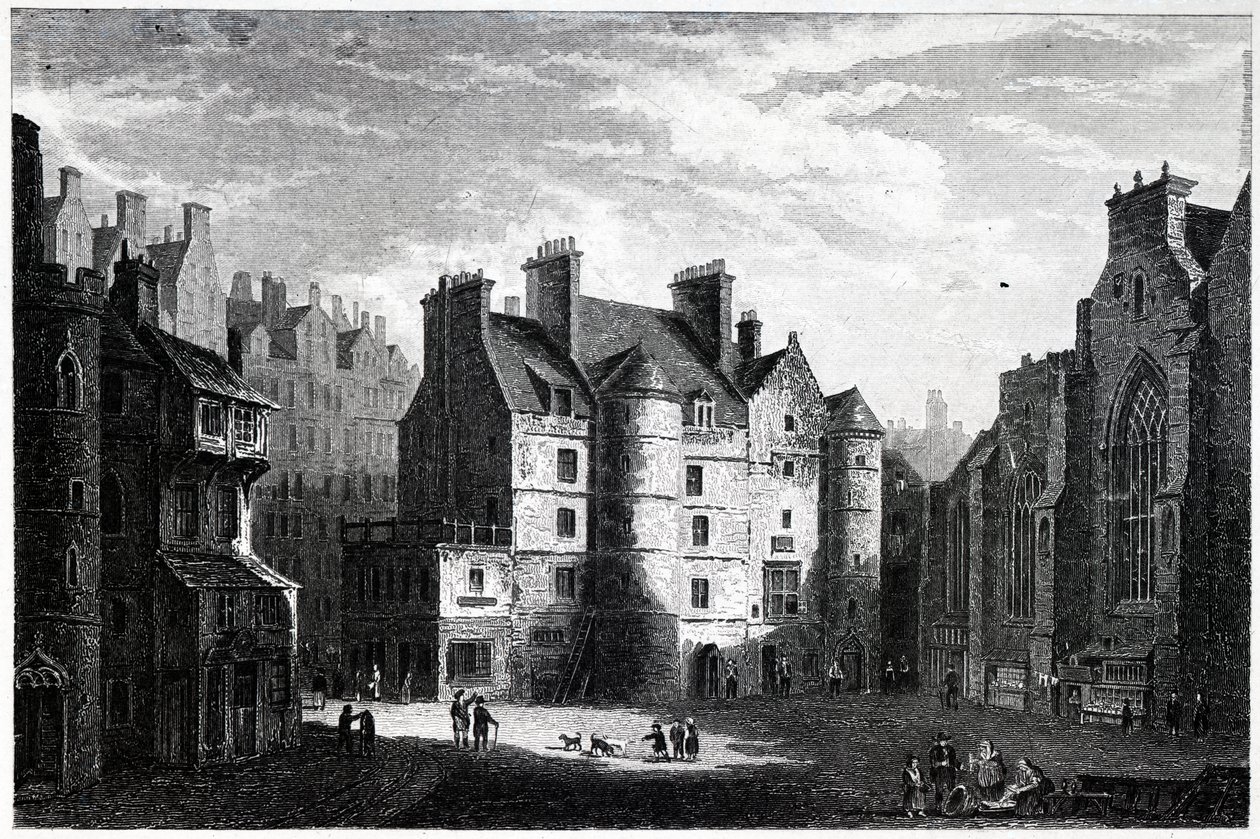 Edward Finden (1791-1857) tarafından oyulmuş Old Tolbooth, Edinburgh, by Alexander Nasmyth