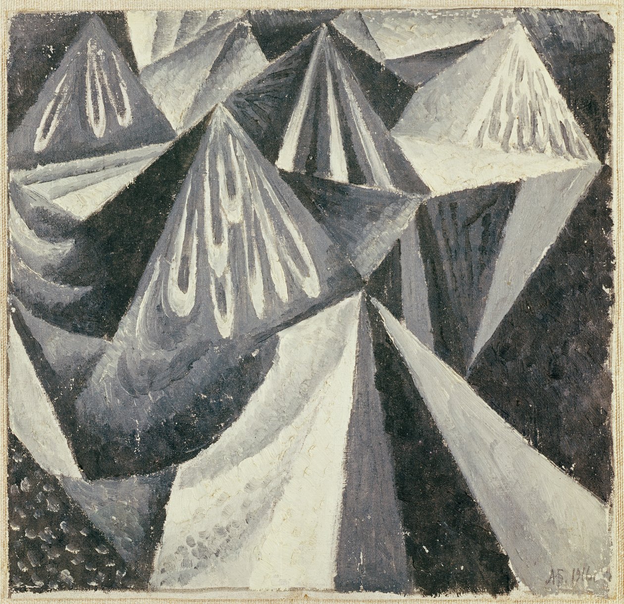 Gri ve Beyaz Kübo-Fütürist Kompozisyon, 1916 by Alexander Bogomazov