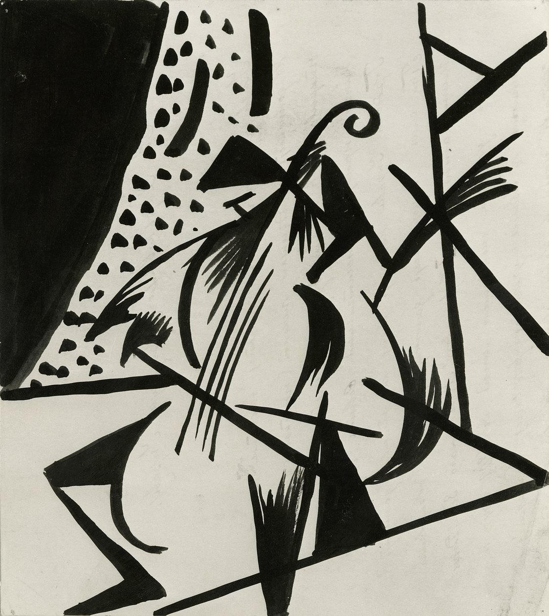 Müzisyen, c.1914-15 (kağıt üzerine kalem ve Hint mürekkebi) by Alexander Bogomazov