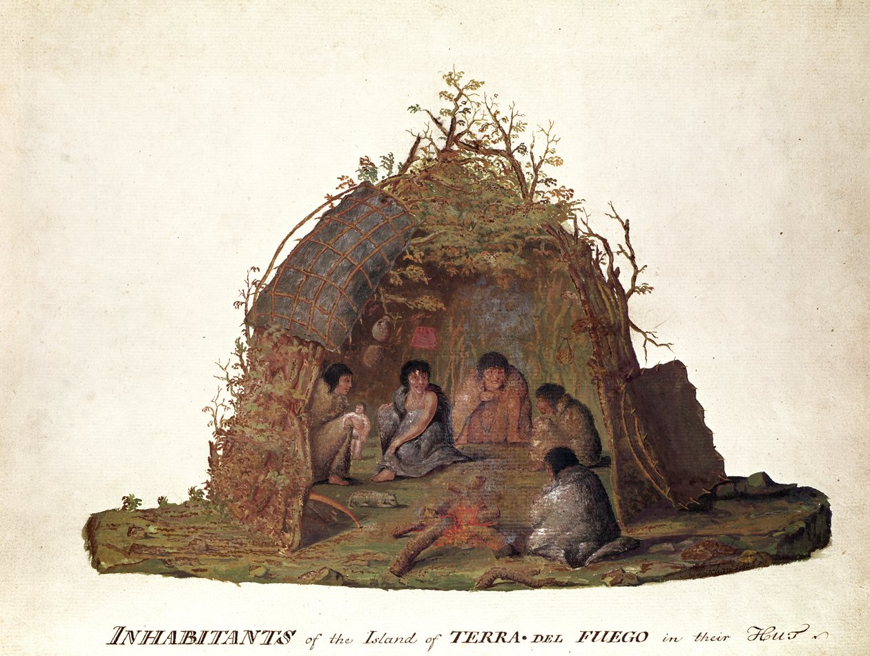 Kulübelerinde Tierra del Fuego Adası sakinleri by Alexander Buchan