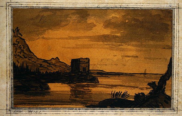 Klasik Manzara (kağıt üzerine sulu boya) by Alexander Cozens