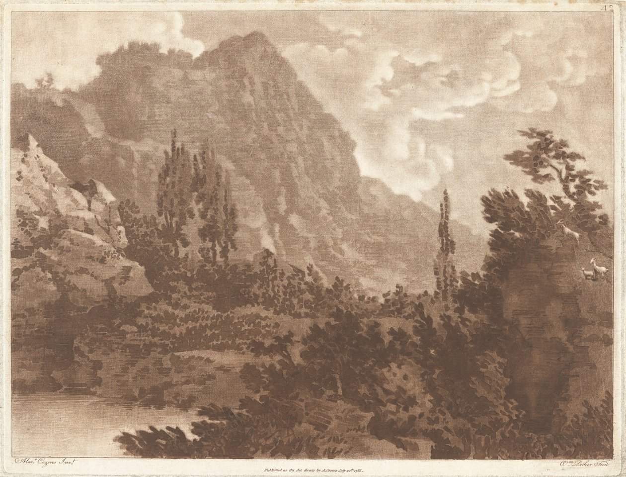 Aynı lekeden yapılan ikinci bir çizim by Alexander Cozens and William Pether