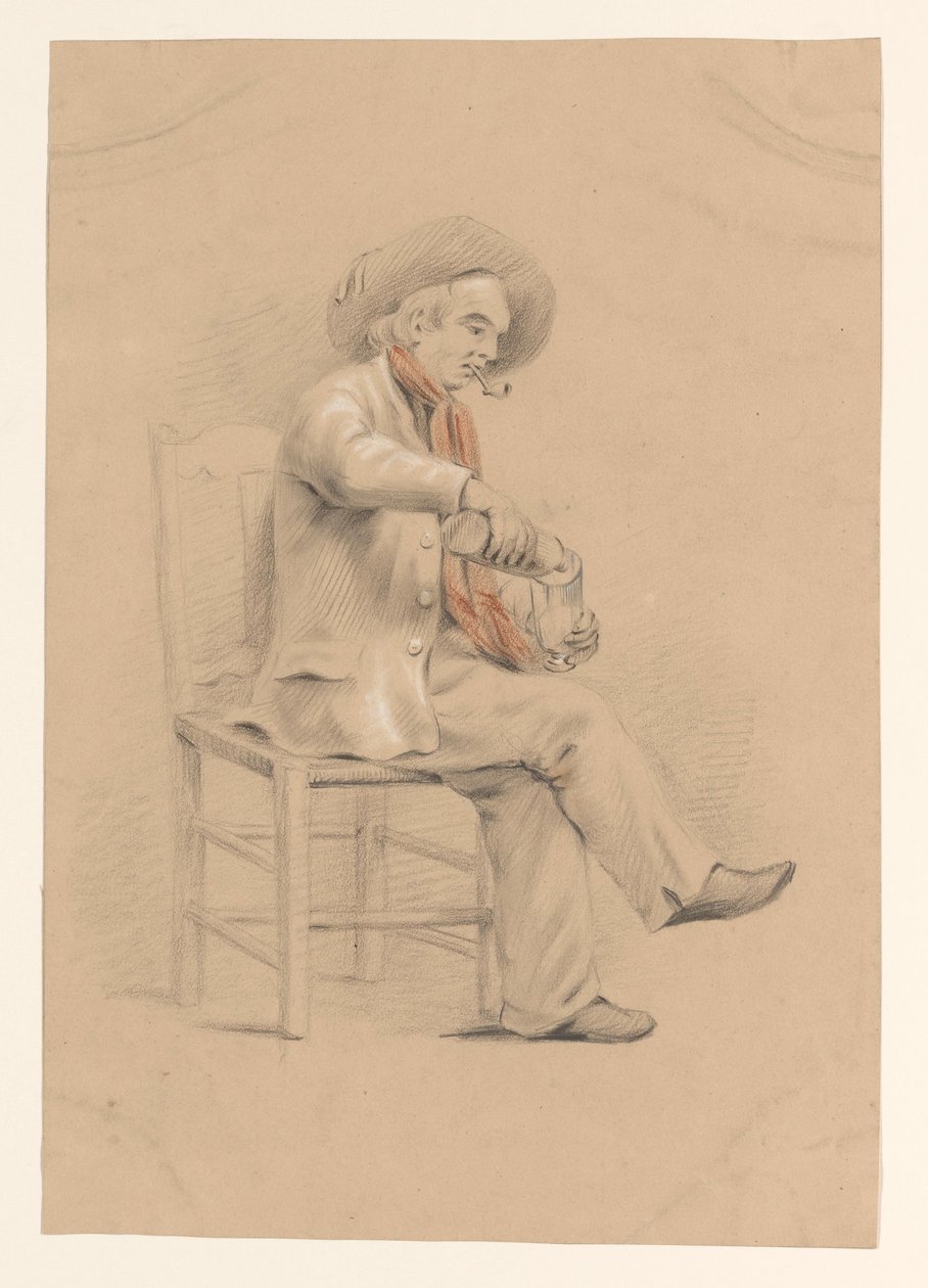 Bir sandalyede oturan adam bir bardak döker by Alexander Cranendoncq