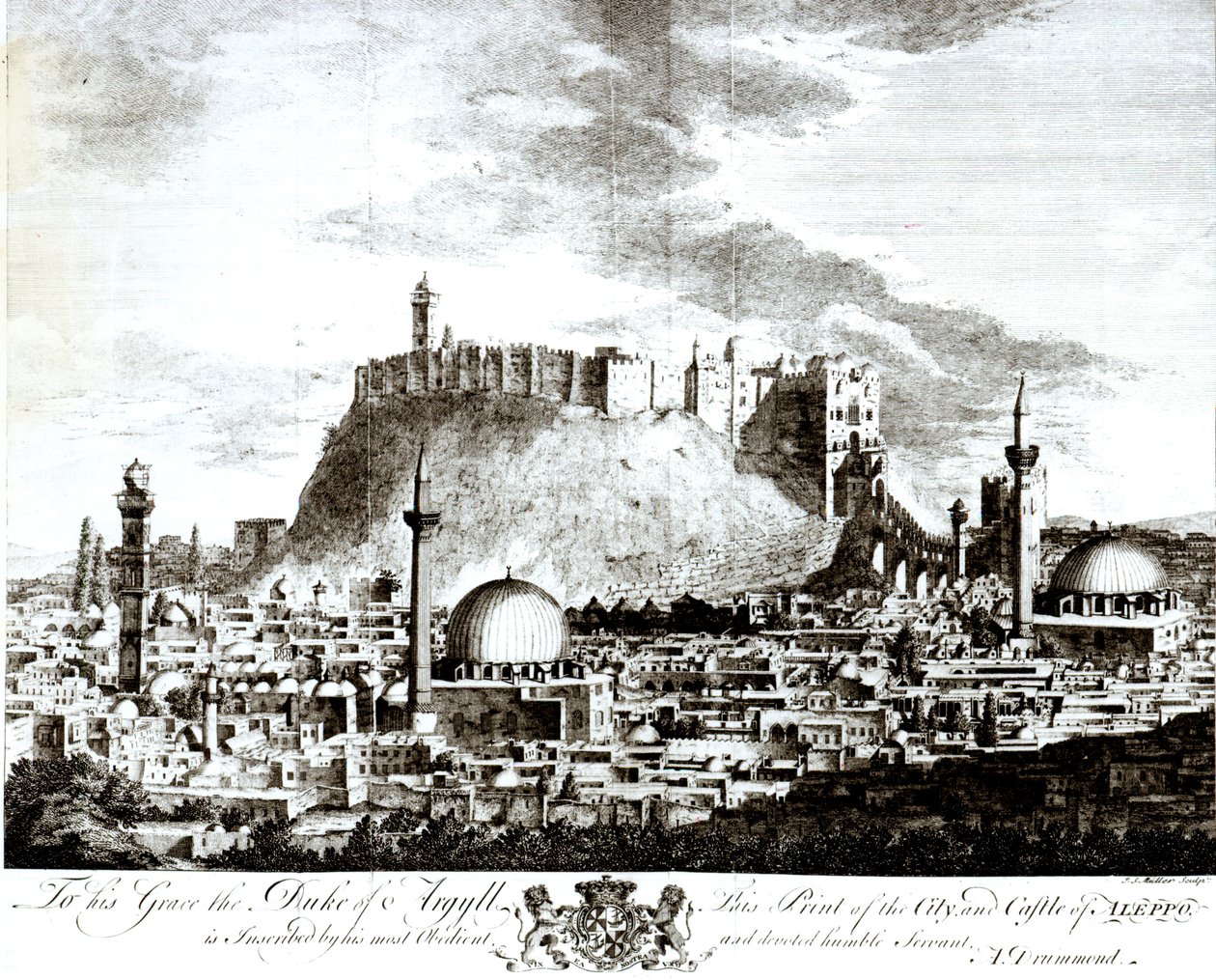 Halep şehir ve kalesinden bir görünüm, Suriye, 1754 by Alexander Drummond