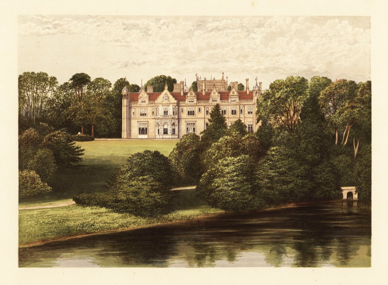 Keele Hall, Staffordshire, İngiltere., 1880 (gravür) by Alexander Francis (after) Lydon