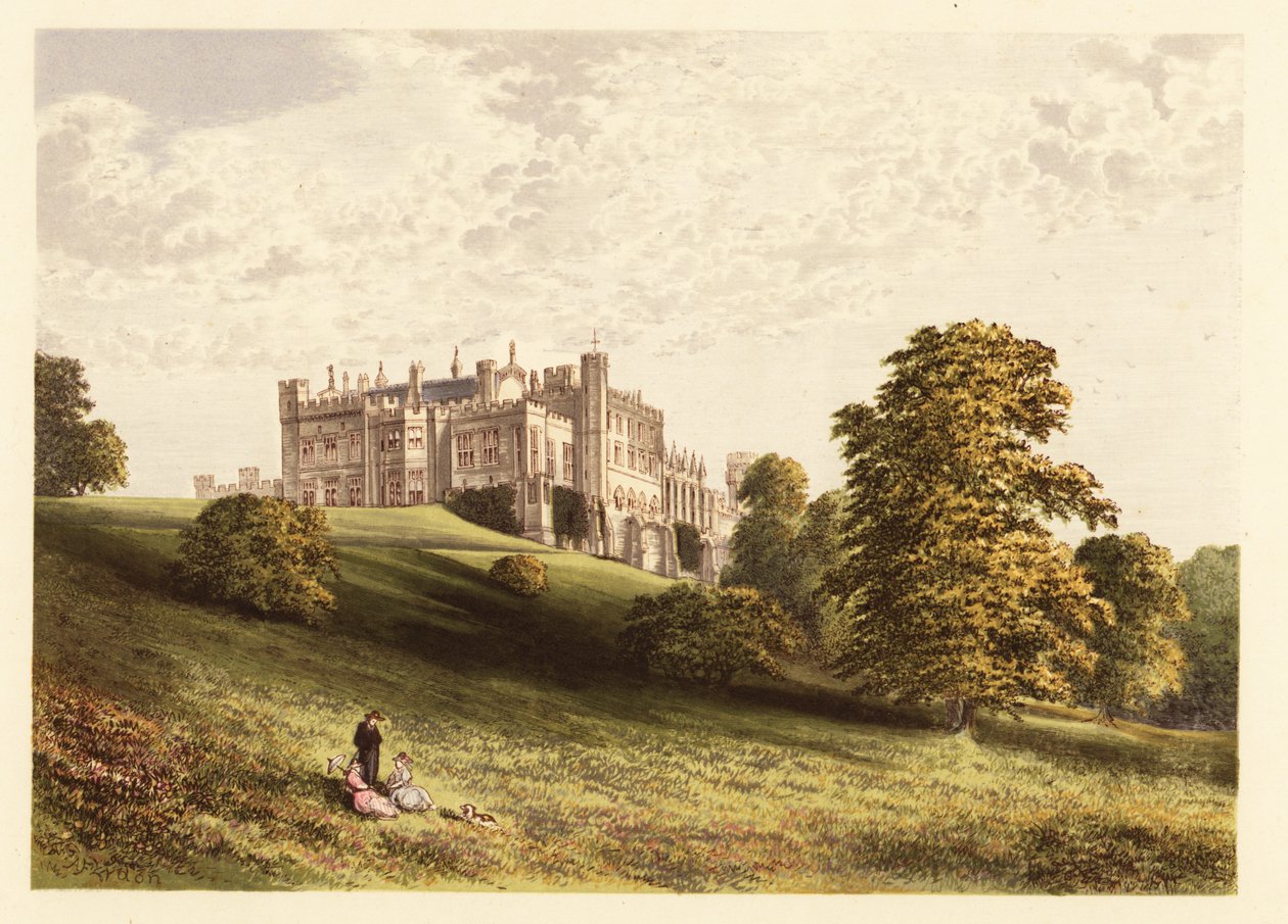 Lambton Kalesi., Durham, İngiltere. ,1880 (gravür) by Alexander Francis (after) Lydon