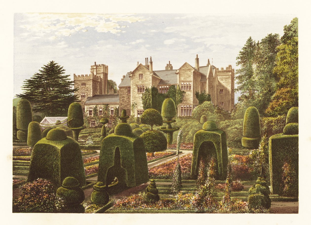 Levens Hall., Cumbria, İngiltere. ,1880 (gravür) by Alexander Francis (after) Lydon