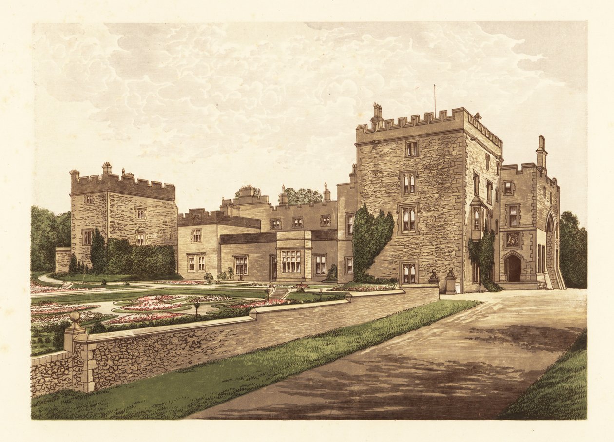 Muncaster Kalesi, Cumbria, İngiltere. ,1880 (gravür) by Alexander Francis (after) Lydon