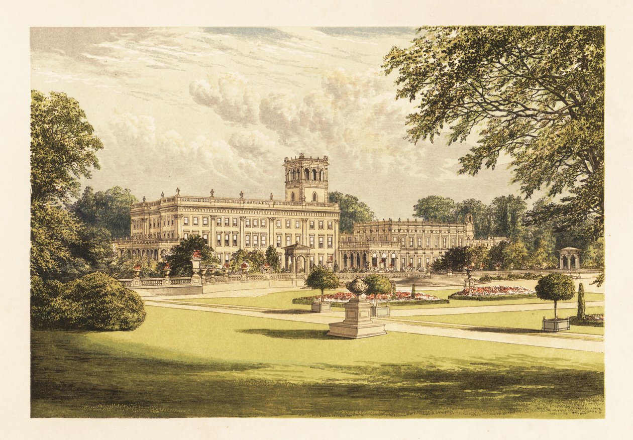 Trentham Salonu, Staffordshire, İngiltere. ,1880 (gravür) by Alexander Francis (after) Lydon