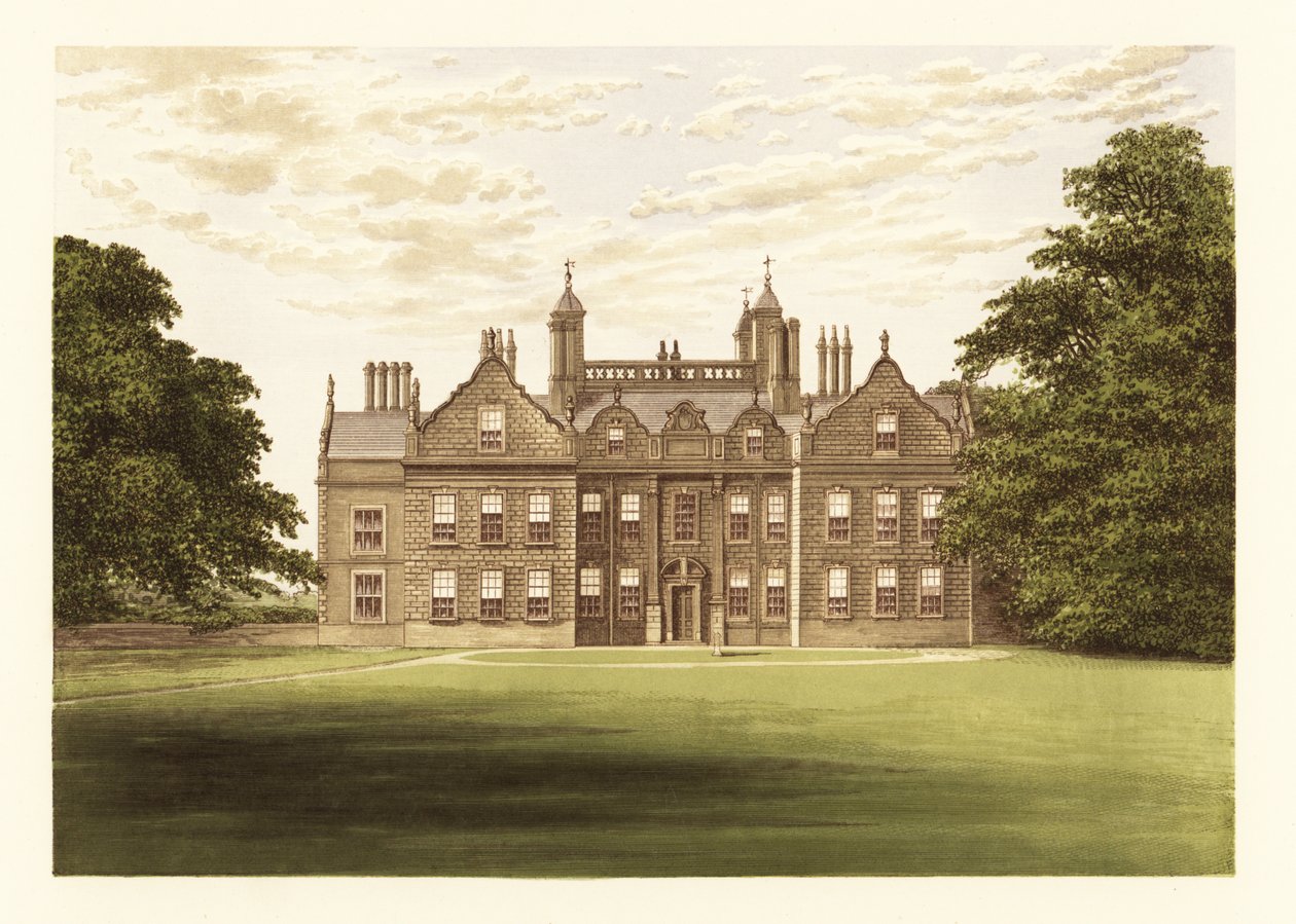 Willesley Hall, Leicestershire, İngiltere. ,1880 (gravür) by Alexander Francis (after) Lydon