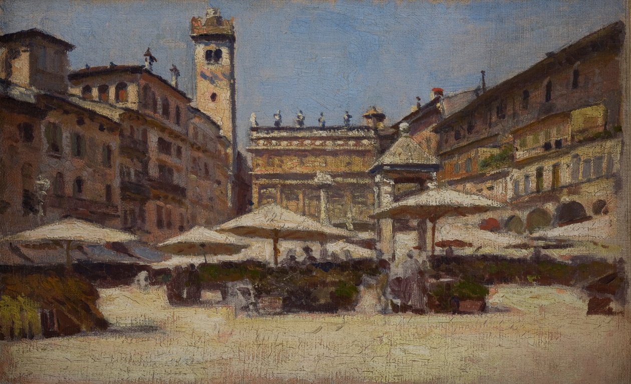 Verona'daki Piazza delle Erbe, 1900 dolayları (tuval üzerine yağlıboya) by Alexander Gierymski