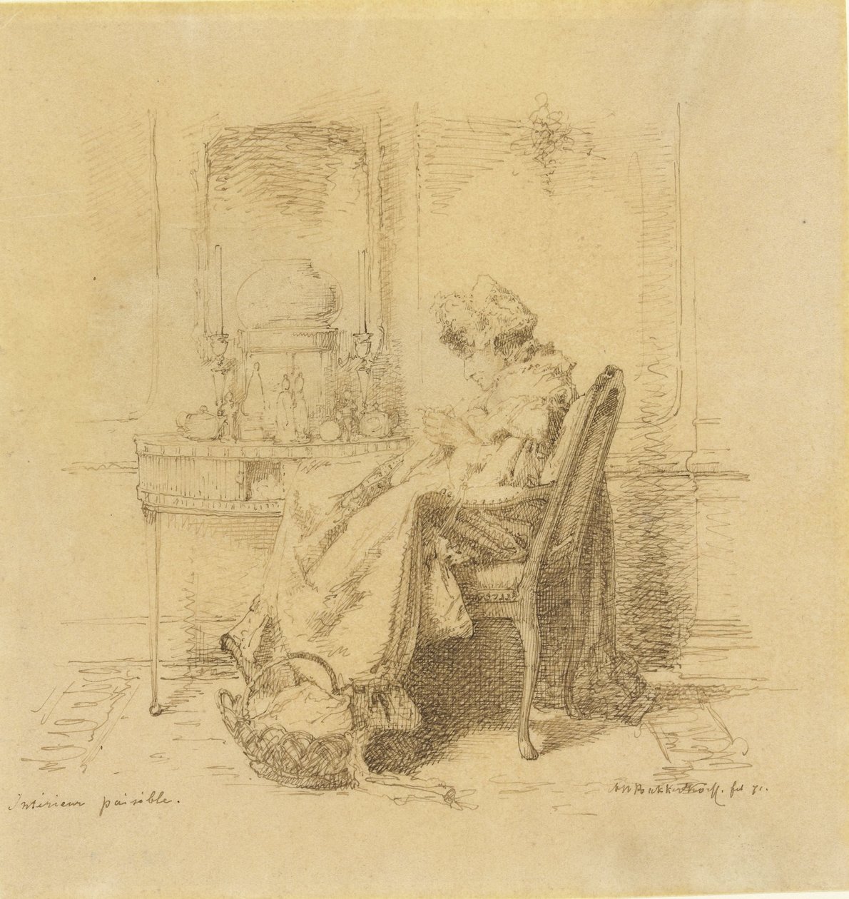 yaşlı bayan örgü İç ödenebilir (nesne üzerindeki başlık) by Alexander Hugo Bakker Korff