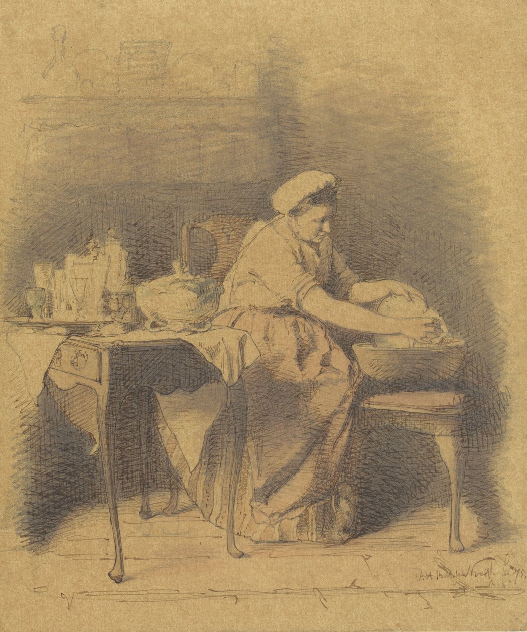 Oturan kadın bulaşık by Alexander Hugo Bakker Korff