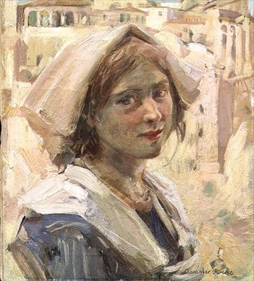 İtalyan Köylü Kızı (tuval üzerine yağlı boya) by Alexander Ignatius Roche
