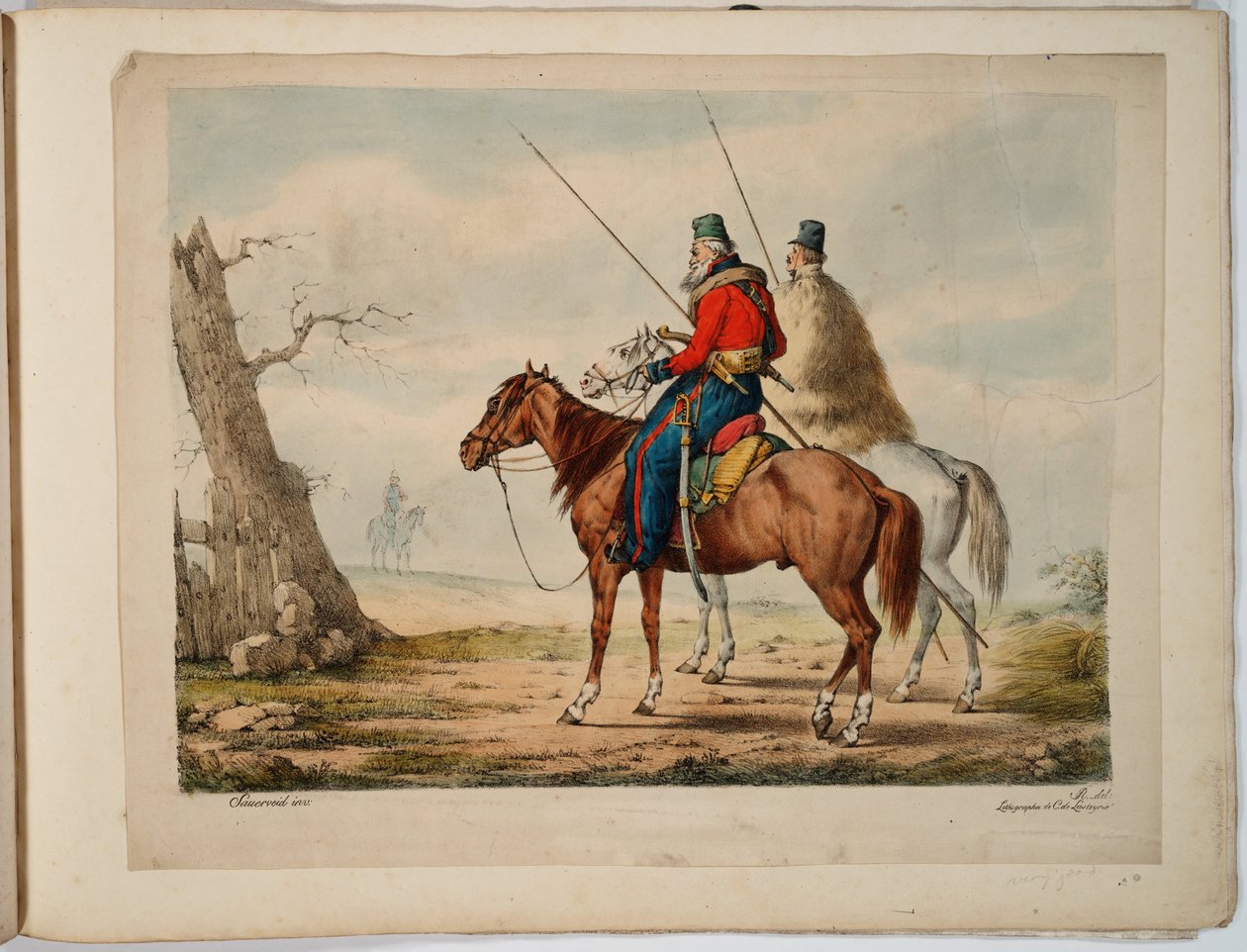 Cossacks - Sauerweid, Alexander Ivanovich (1783-1844) - 1815-1819 - Colour lithograph - 52,3x68,7 - Private Collection by Alexander Ivanovich Sauerweid