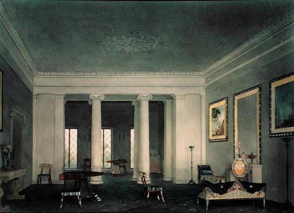 Greek Revival Double Parlour, c.1845 (kağıt üzerine suluboya) by Alexander Jackson Davis