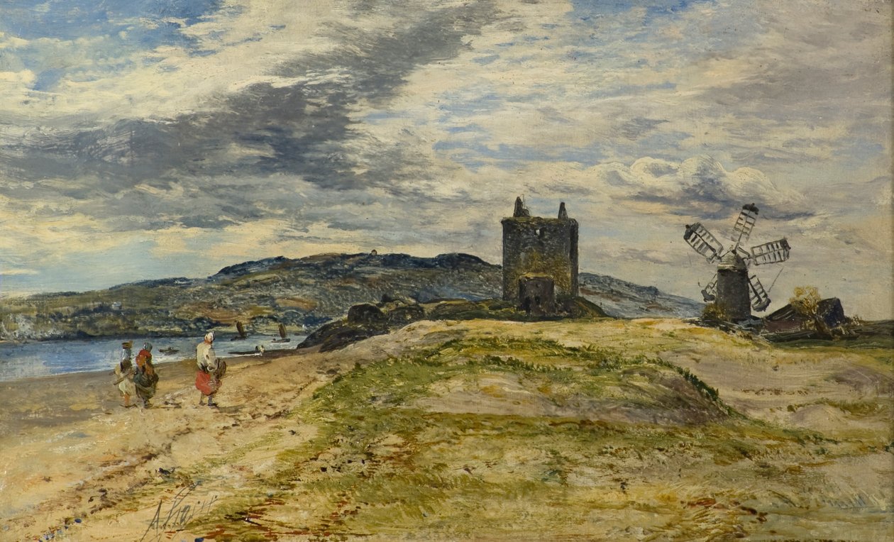 Broughty Kalesi, 1860 dolayları (panelde yağlı boya) by Alexander Jnr. Fraser