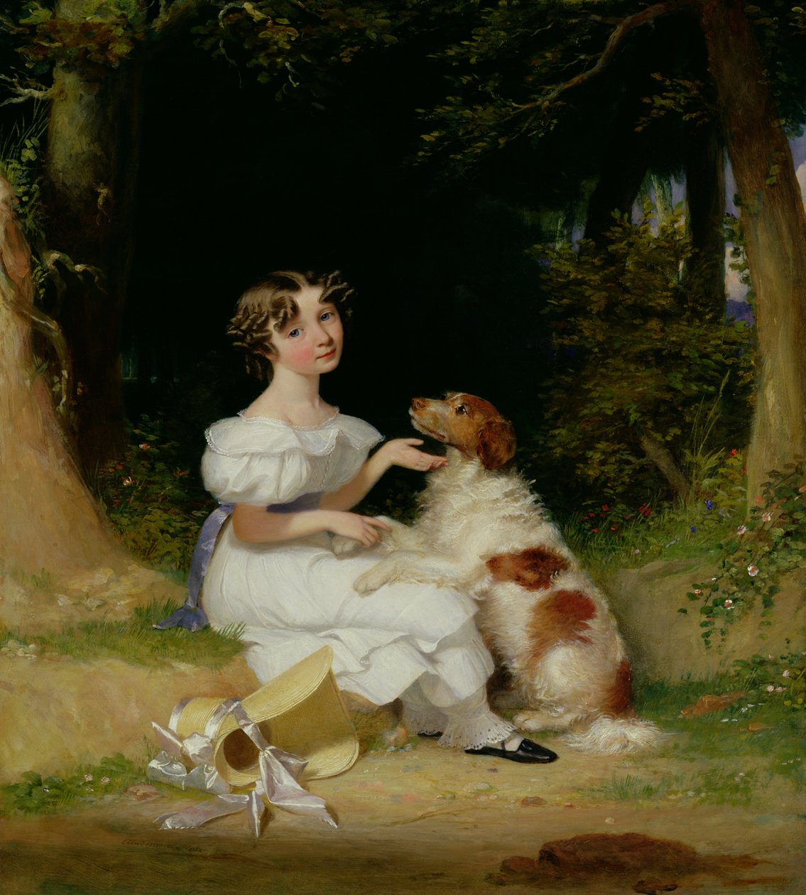 Spaniel ile Genç Bir Kız by Alexander Mosses